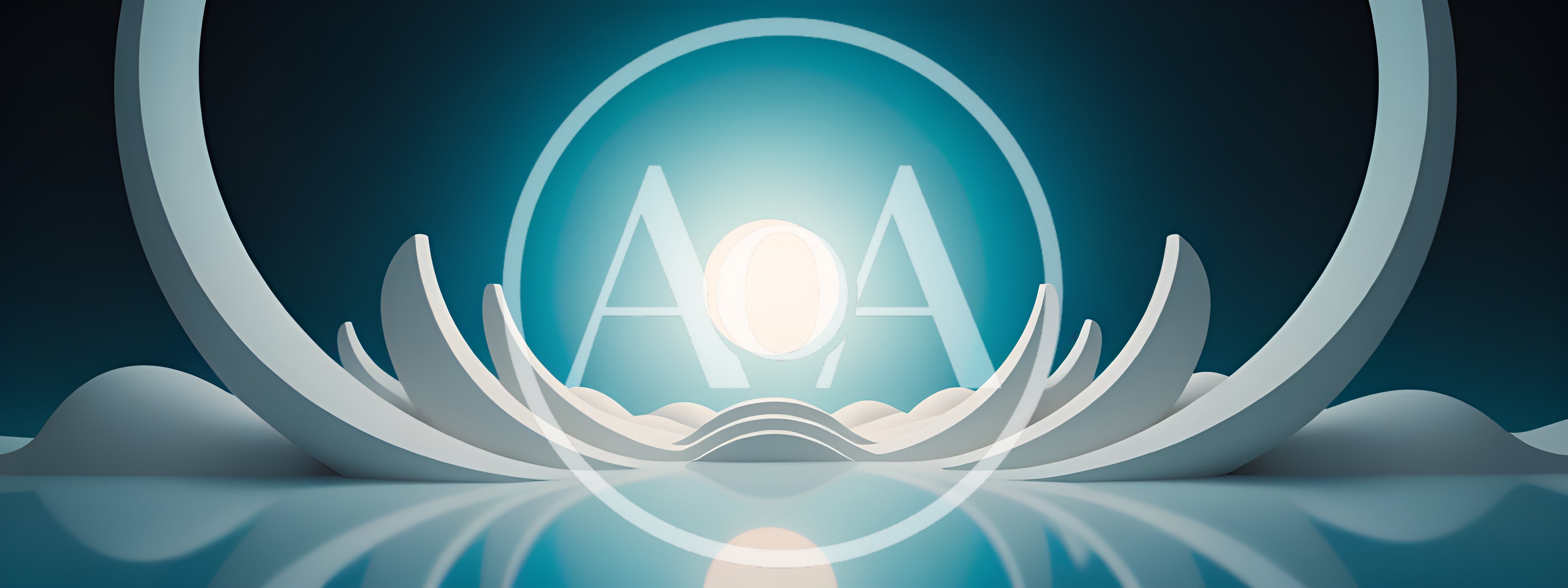 Abstract Minimalist 3D Stage With Glowing Moon