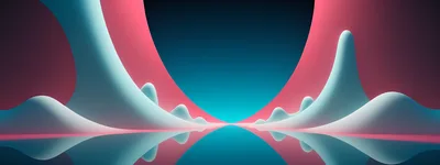 Abstract 3D Wave Forms With Neon Pink And Blue