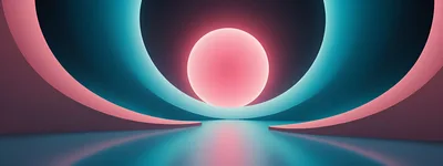 Abstract Neon Circular Portal With Glowing Pink Sphere
