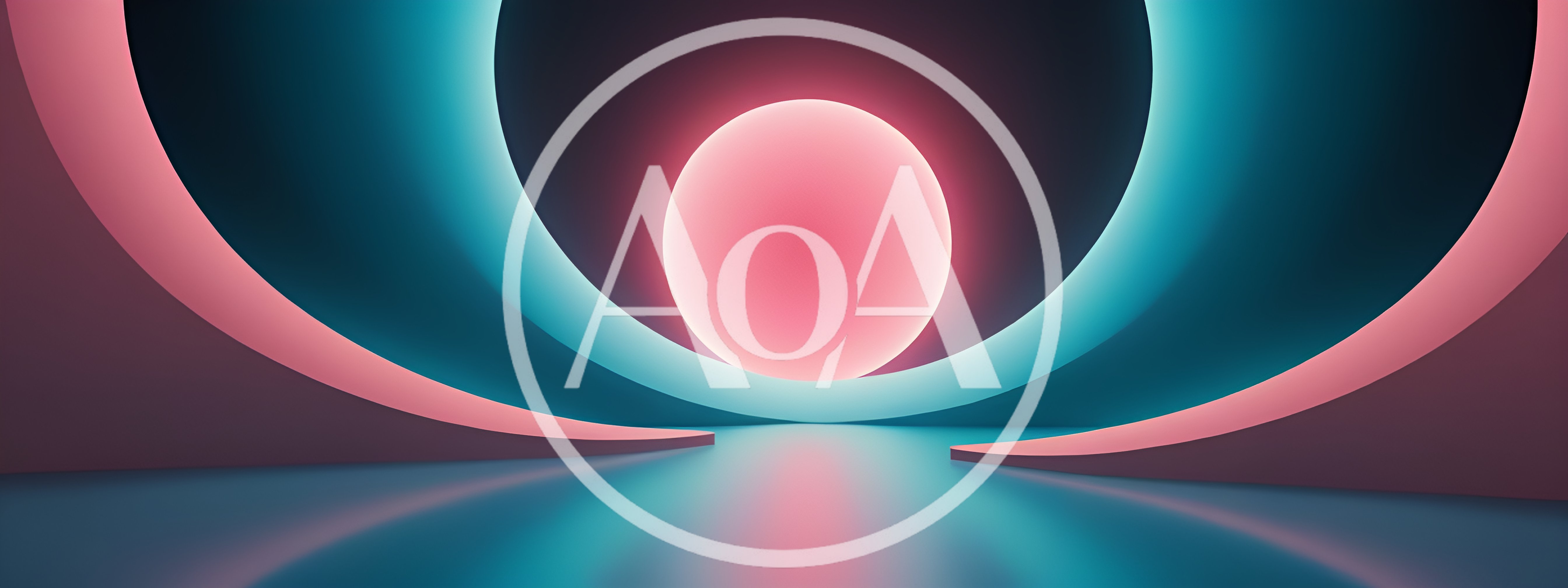 Abstract Neon Circular Portal With Glowing Pink Sphere