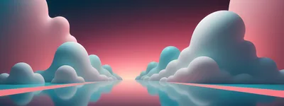 Abstract 3D Surreal Landscape With Soft Clouds