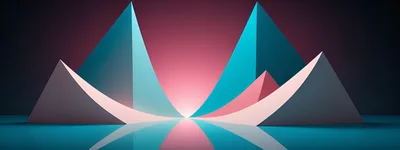 Abstract Geometric Pyramids With Glowing Pink Light