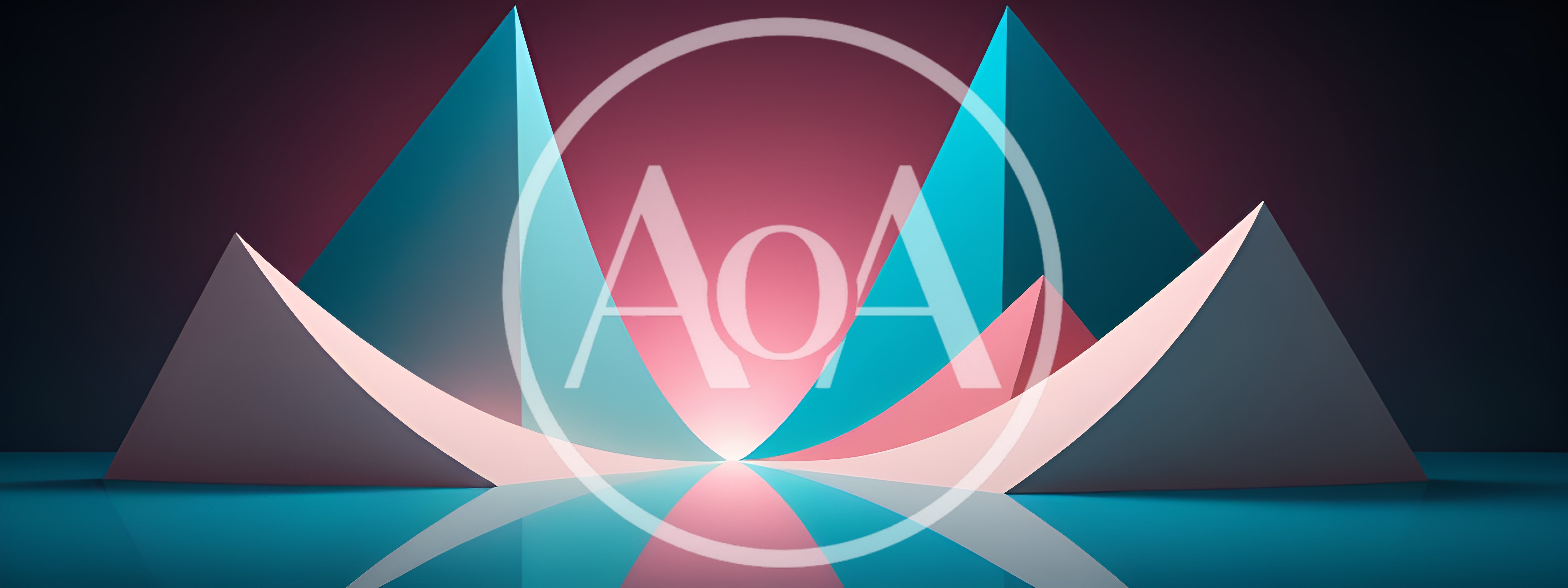 Abstract Geometric Pyramids With Glowing Pink Light