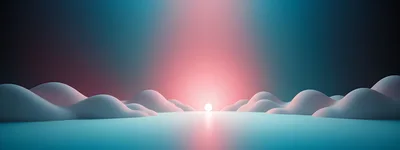 Abstract 3D Landscape With Glowing Sun And Rolling Hills