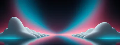 Abstract 3D Landscape With Neon Lighting