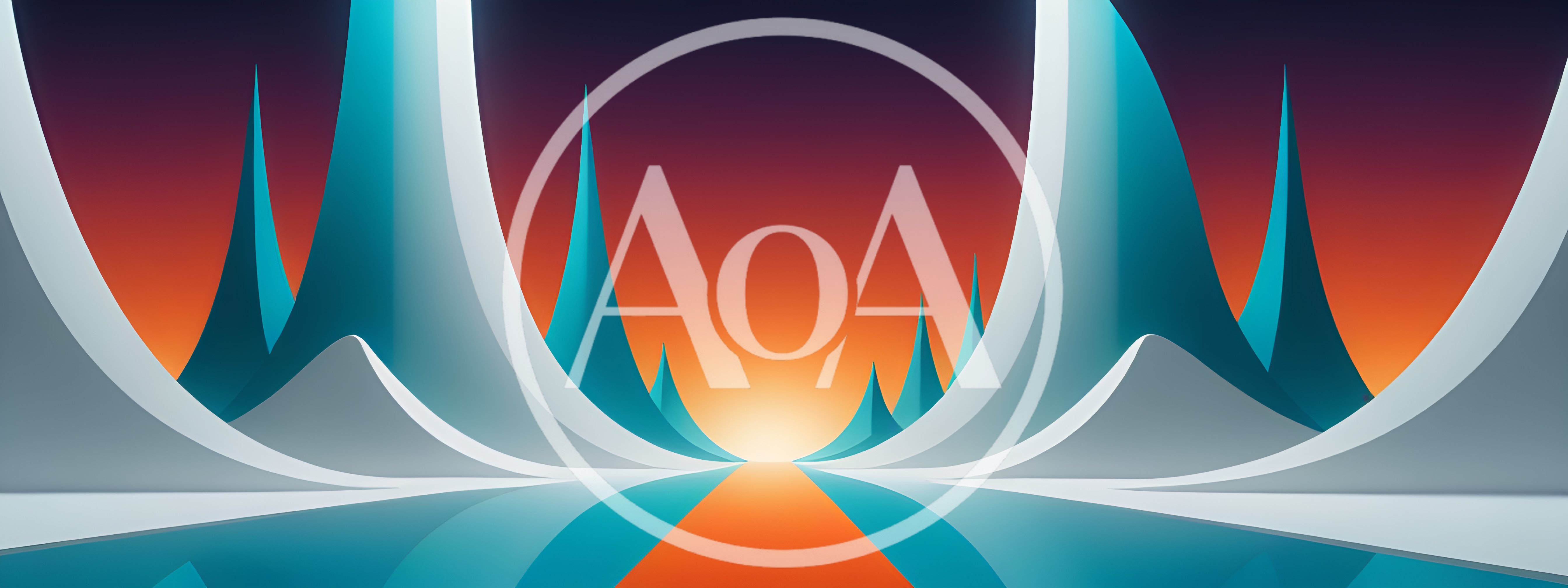 Abstract Futuristic Landscape With Glowing Peaks And Horizon