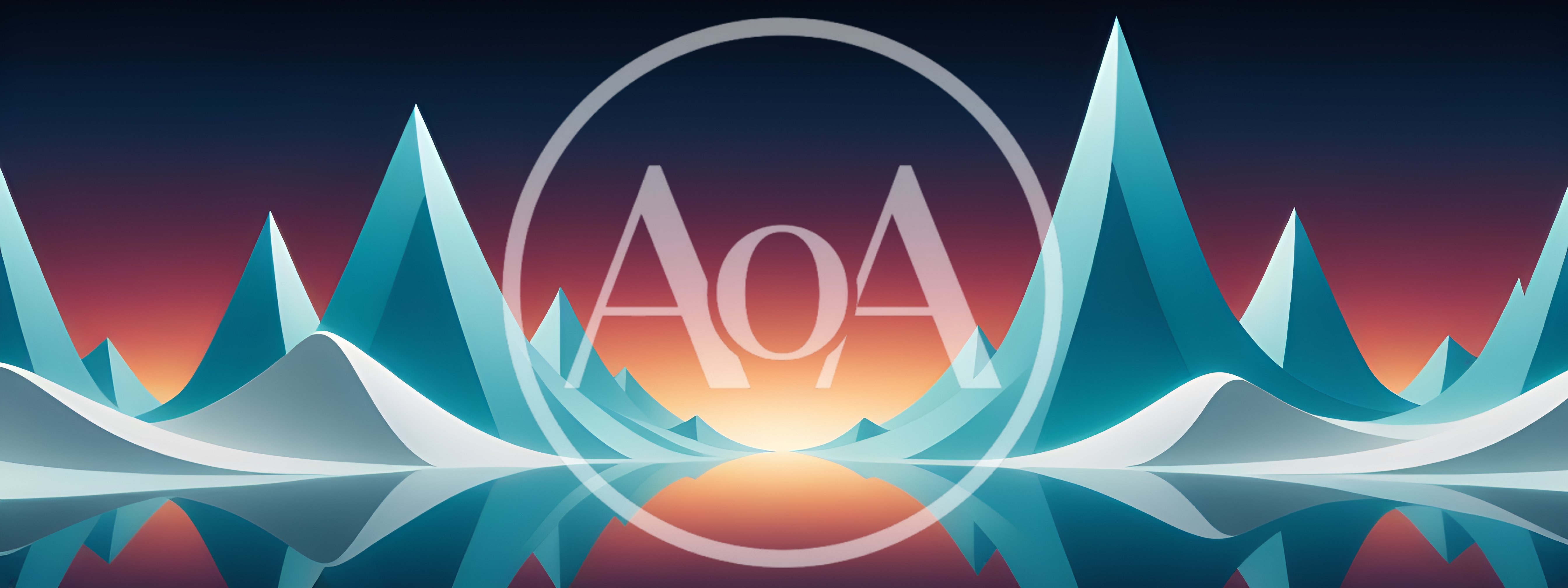 Abstract Low Poly Mountain Landscape With Sunset Reflection