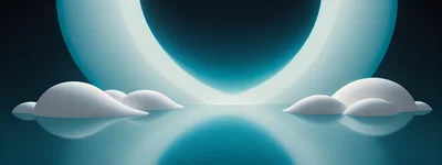Abstract 3D Minimalist Stage With Glowing Circular Portal