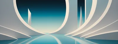 Abstract Architectural Space With Curved White Structures