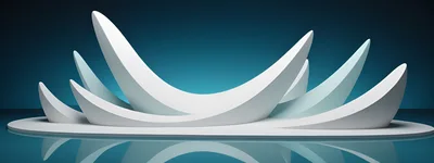 Abstract White Curved Sculptural Forms On Reflective Surface