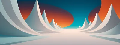 Abstract Minimalist Landscape With Geometric White Peaks