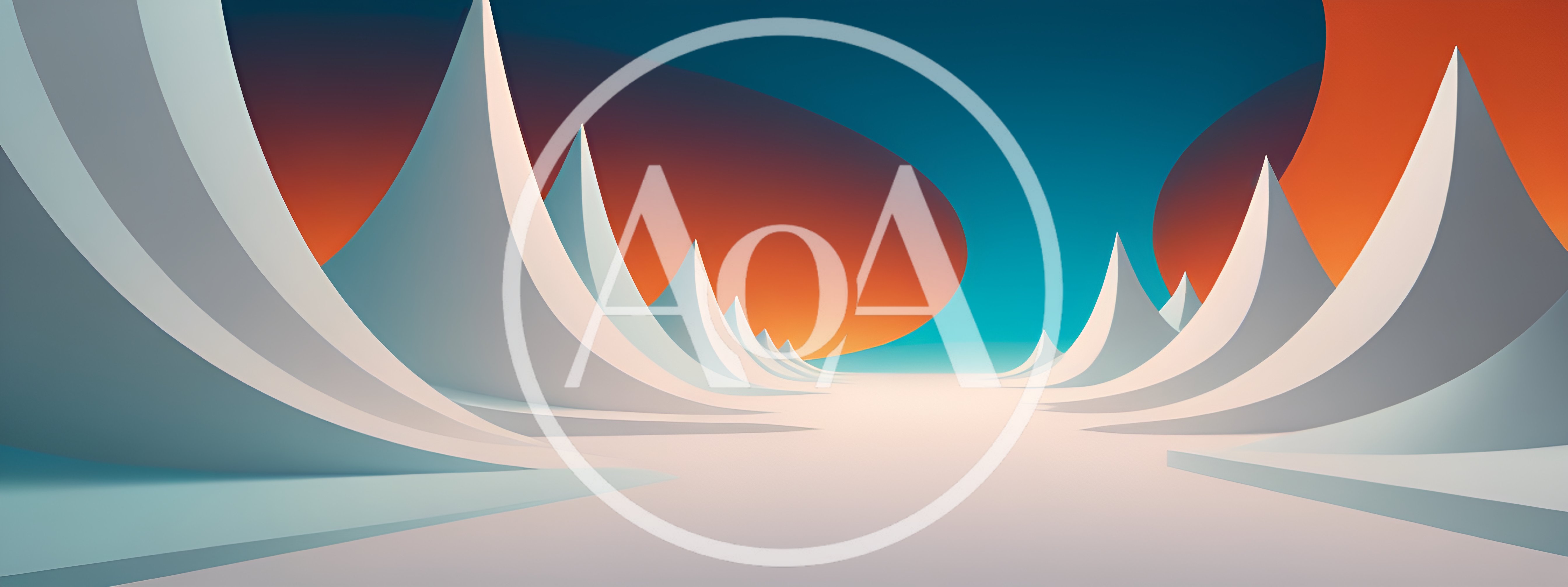 Abstract Minimalist Landscape With Geometric White Peaks