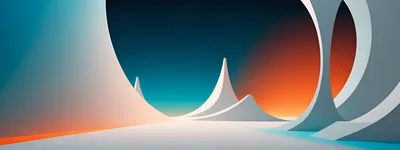Abstract Minimalist Landscape With Curved White Structures