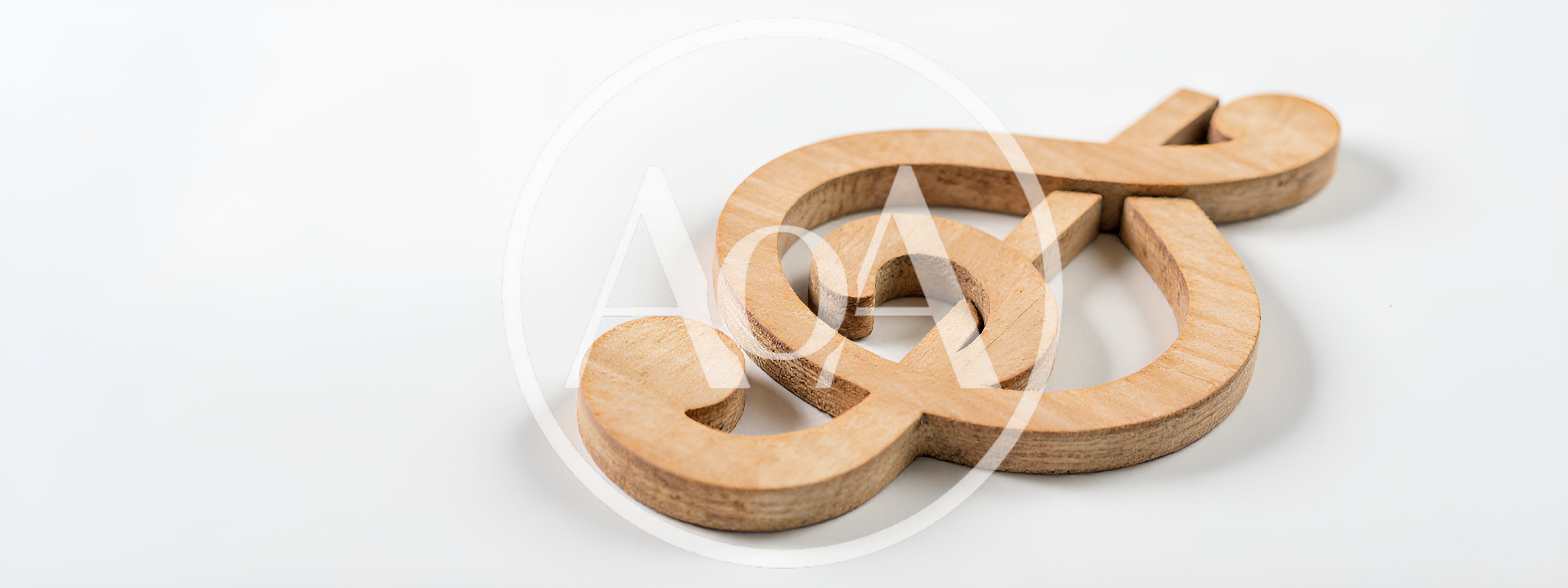 Wooden Treble Clef Music Symbol On White Background