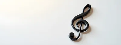 Black Treble Clef Symbol On White Background