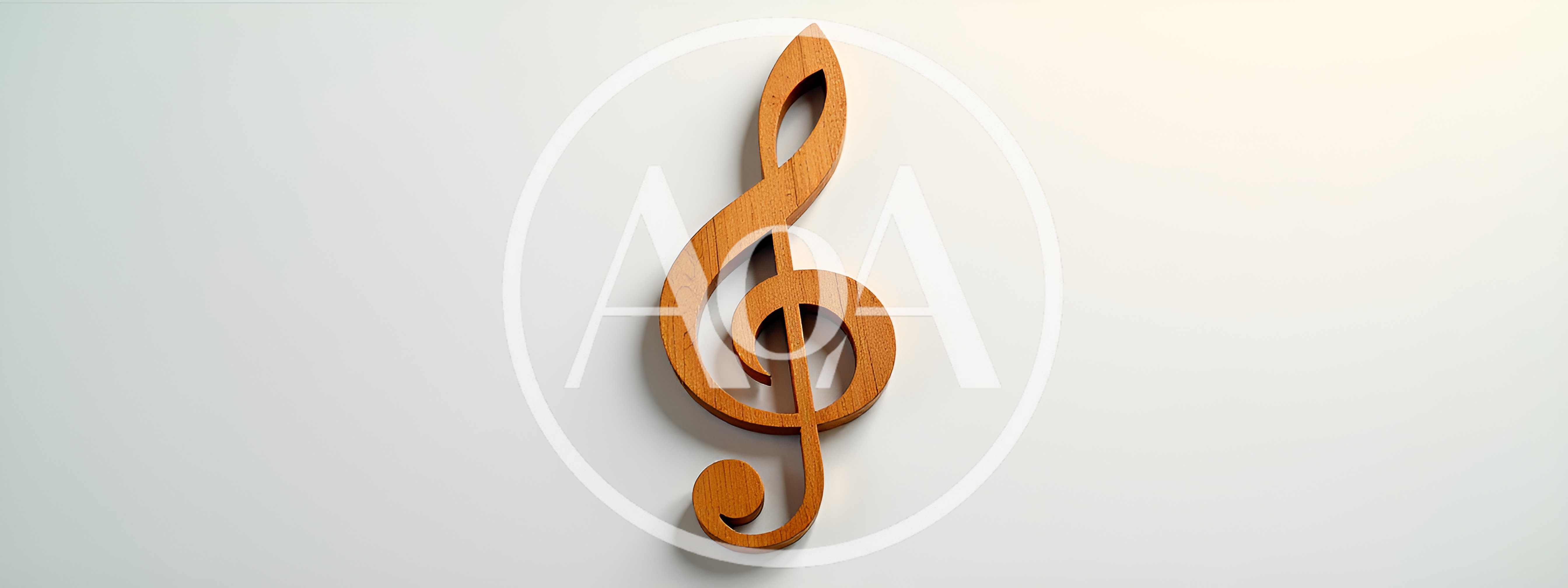 Wooden Treble Clef Symbol On White Background