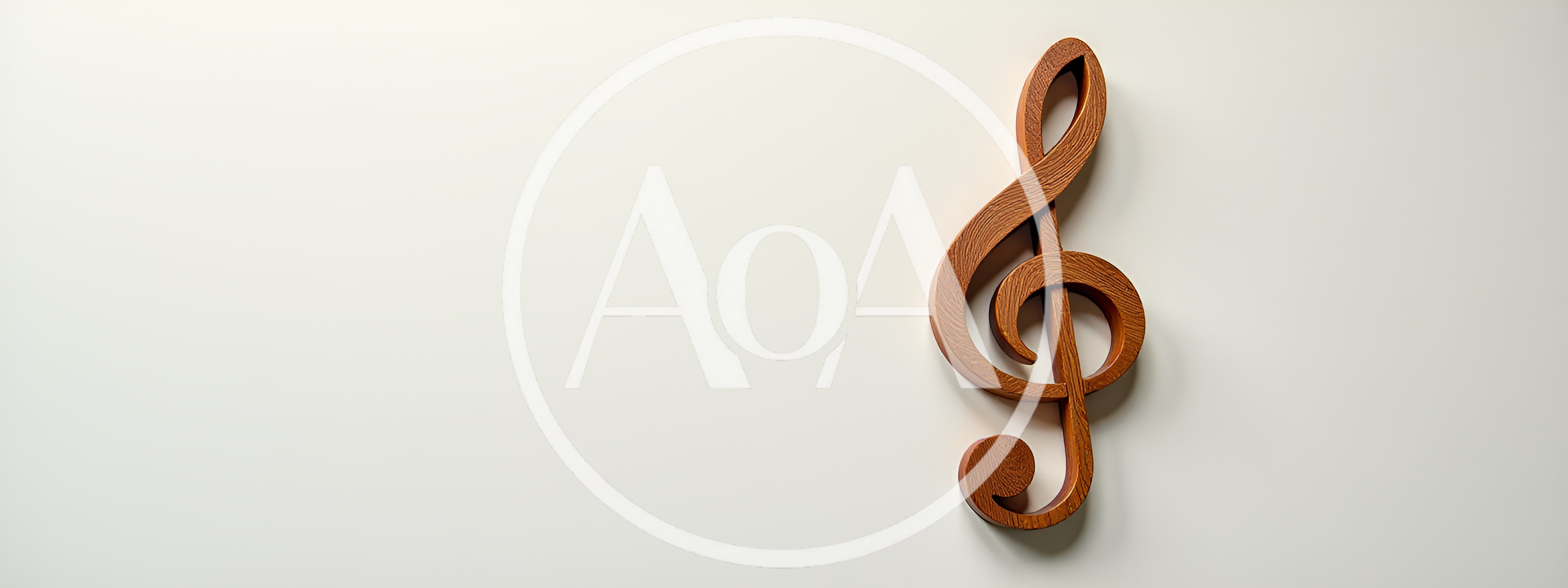 Wooden Treble Clef Symbol on White Background