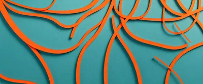 Abstract Orange Curved Lines On Teal Background