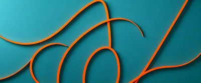 Abstract Orange Curved Lines On Teal Background
