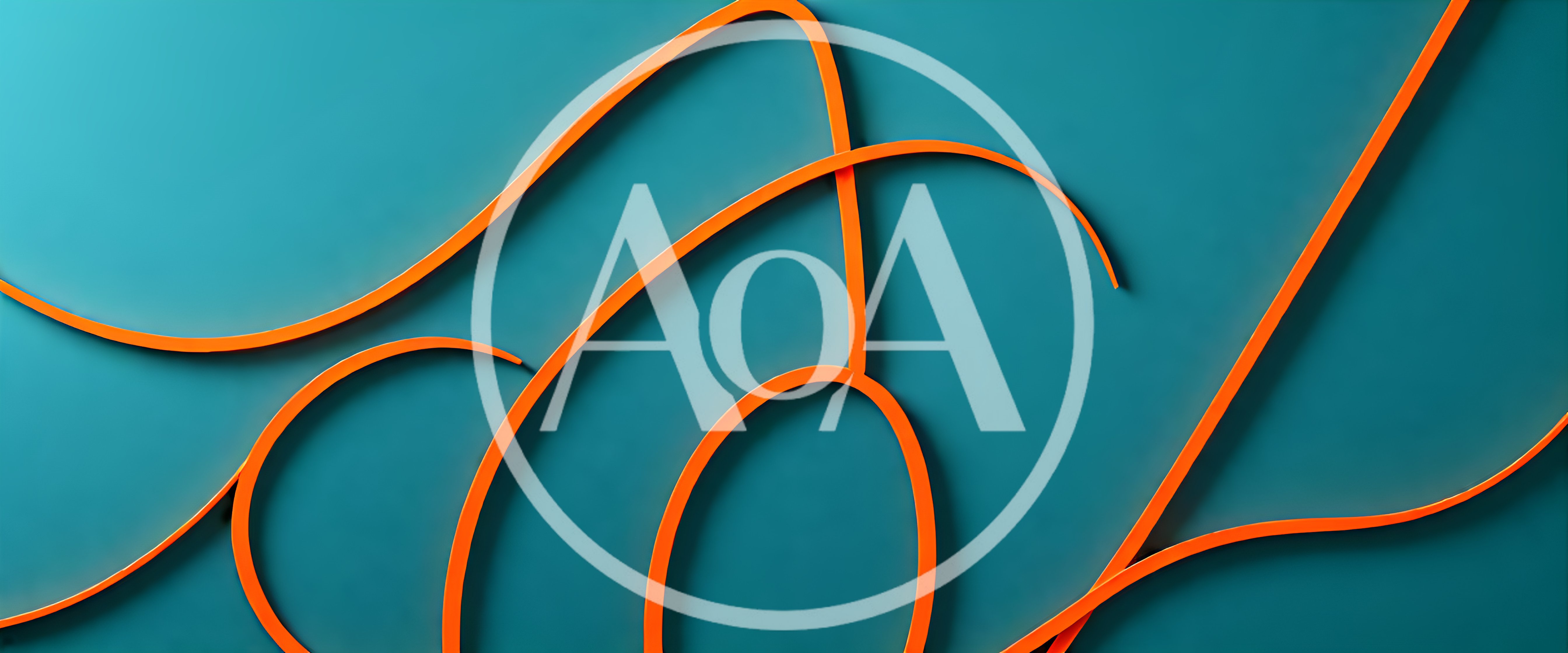 Abstract Orange Curved Lines On Teal Background