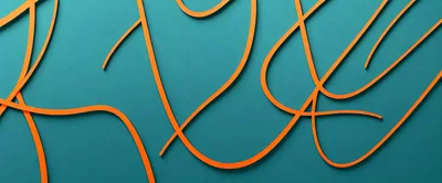 Abstract Orange Curved Lines On Teal Background