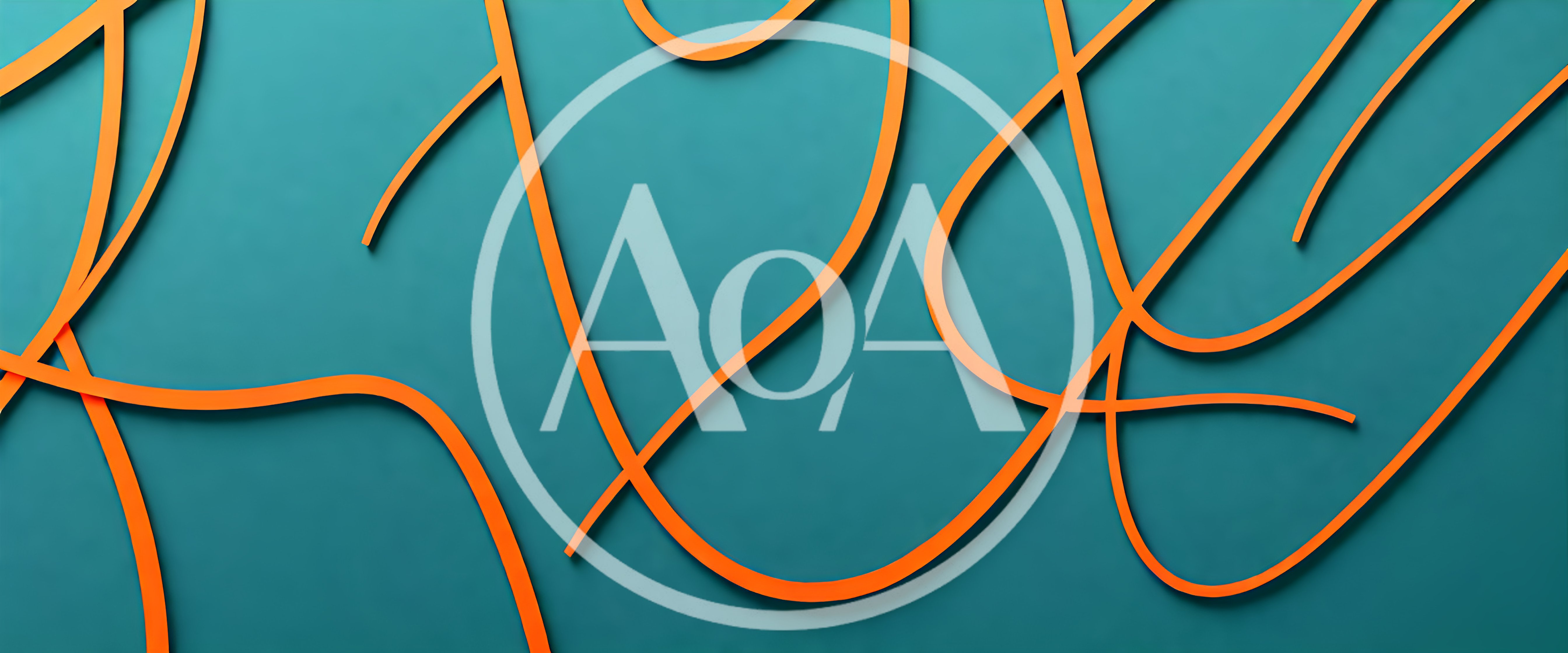 Abstract Orange Curved Lines On Teal Background