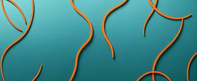 Abstract Orange Wavy Lines On Teal Background