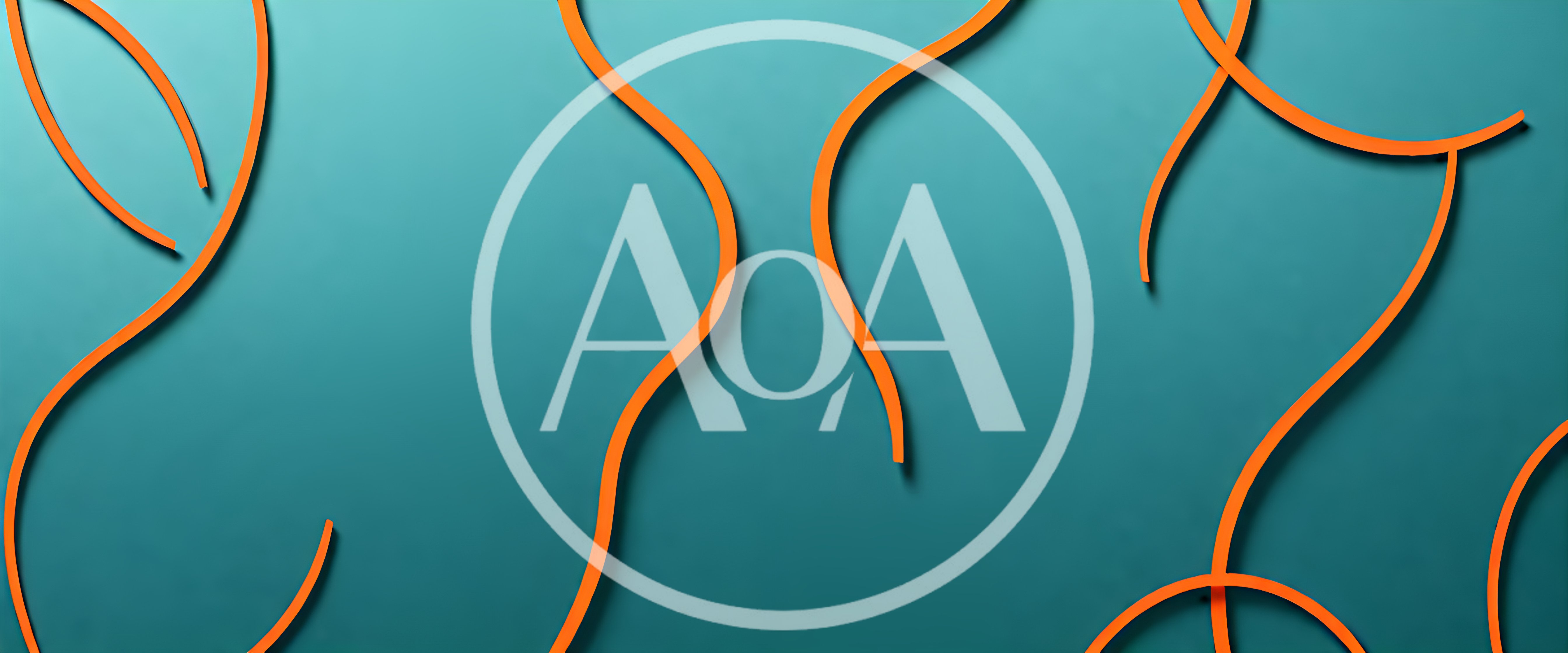 Abstract Orange Wavy Lines On Teal Background