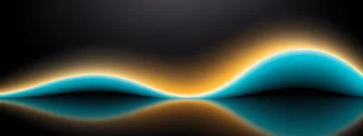 Abstract Glowing Cyan Wave With Golden Light Reflection
