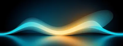 Abstract Glowing Wave Form With Blue And Gold Light