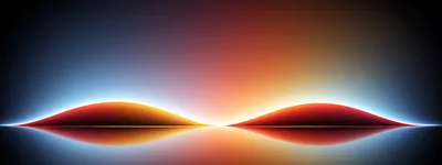 Abstract Digital Landscape With Glowing Red And Blue Curves