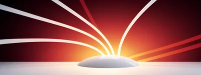 Abstract Glowing Light Arcs On Red Background