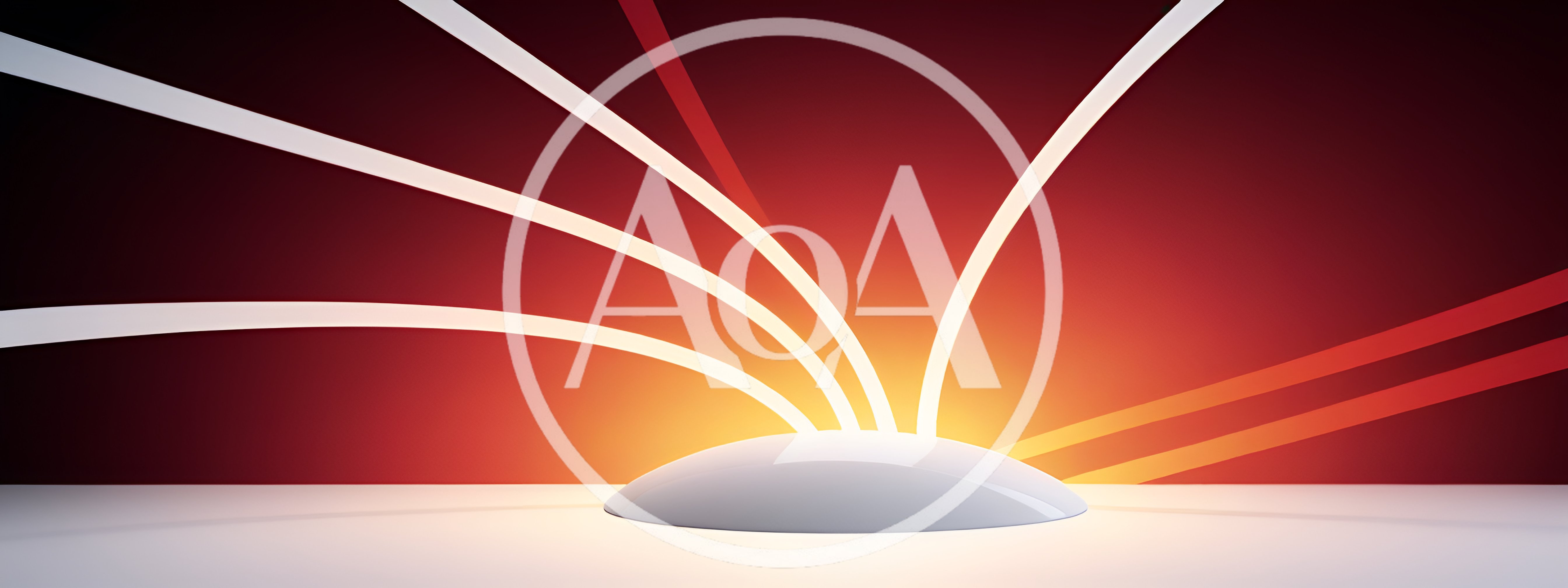 Abstract Glowing Light Arcs On Red Background