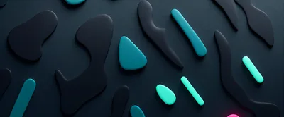 Abstract 3D Shapes With Teal And Dark Elements