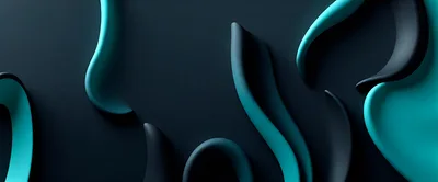 Abstract 3D Fluid Shapes With Teal And Black Tones