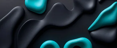 Abstract 3D Liquid Shapes With Teal And Black