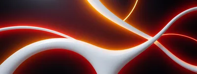 Abstract 3D Rendered White Curves With Glowing Neon Lights