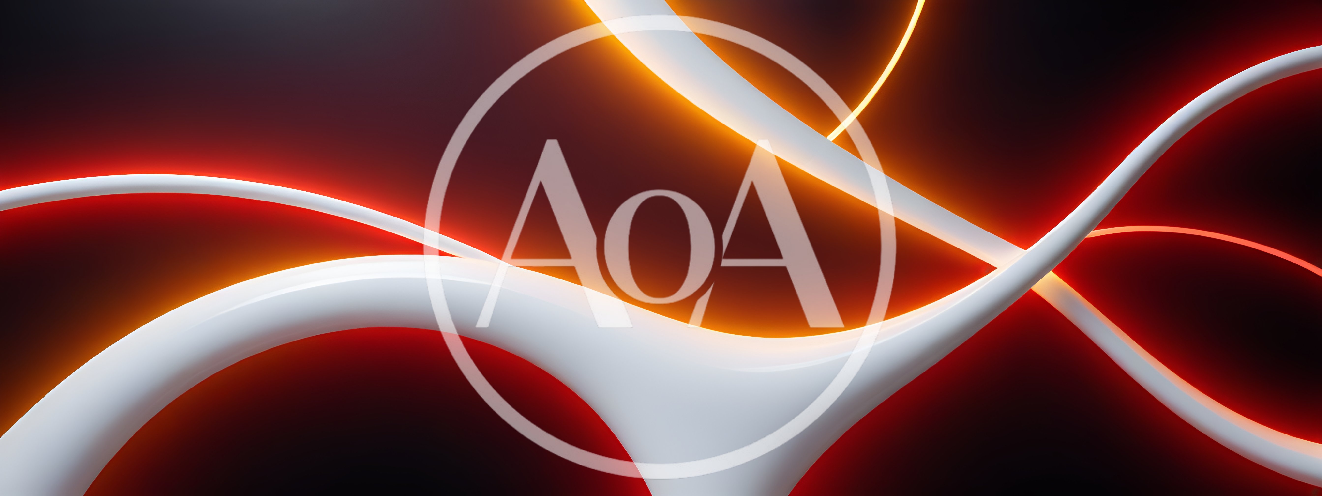Abstract 3D Rendered White Curves With Glowing Neon Lights