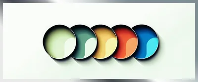 Five Colorful Circular Abstract Graphic Elements