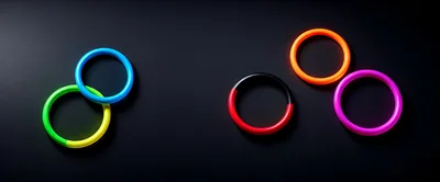 Abstract Neon Rings Floating On Dark Background