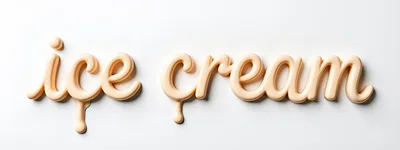 3D Rendered Creamy Ice Cream Text Typography