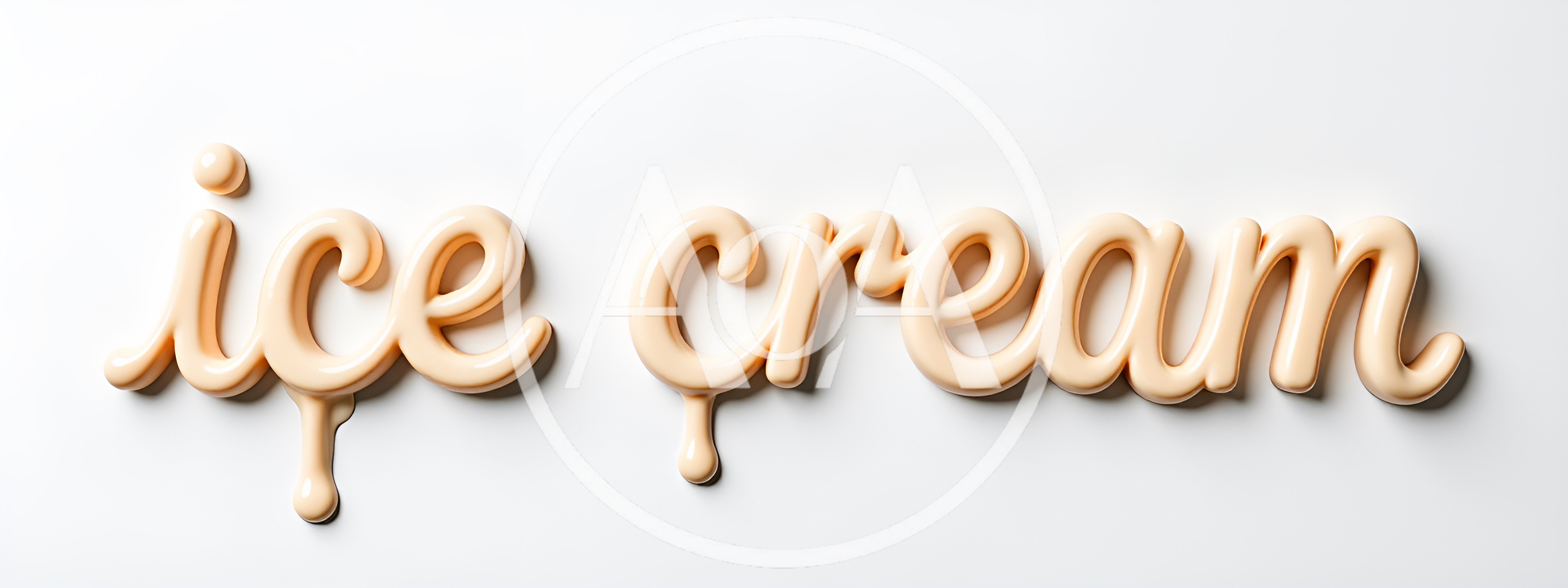 3D Rendered Creamy Ice Cream Text Typography