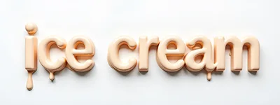 3D Rendered Glossy Creamy Ice Cream Text