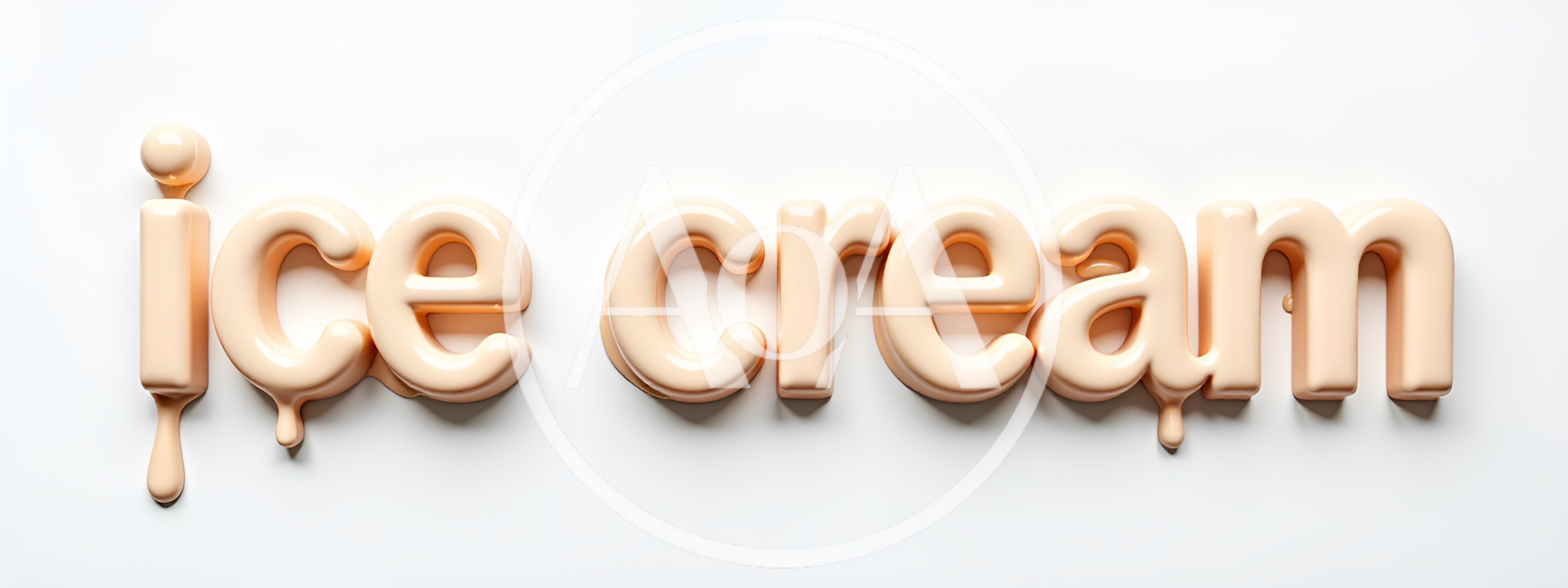 3D Rendered Glossy Creamy Ice Cream Text