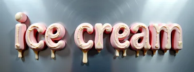 Pink Ice Cream Lettering On Brushed Metal Surface