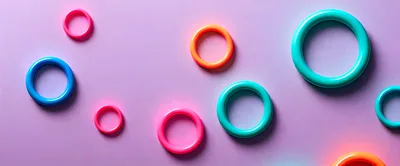 Abstract 3D Rendered Colorful Neon Rings