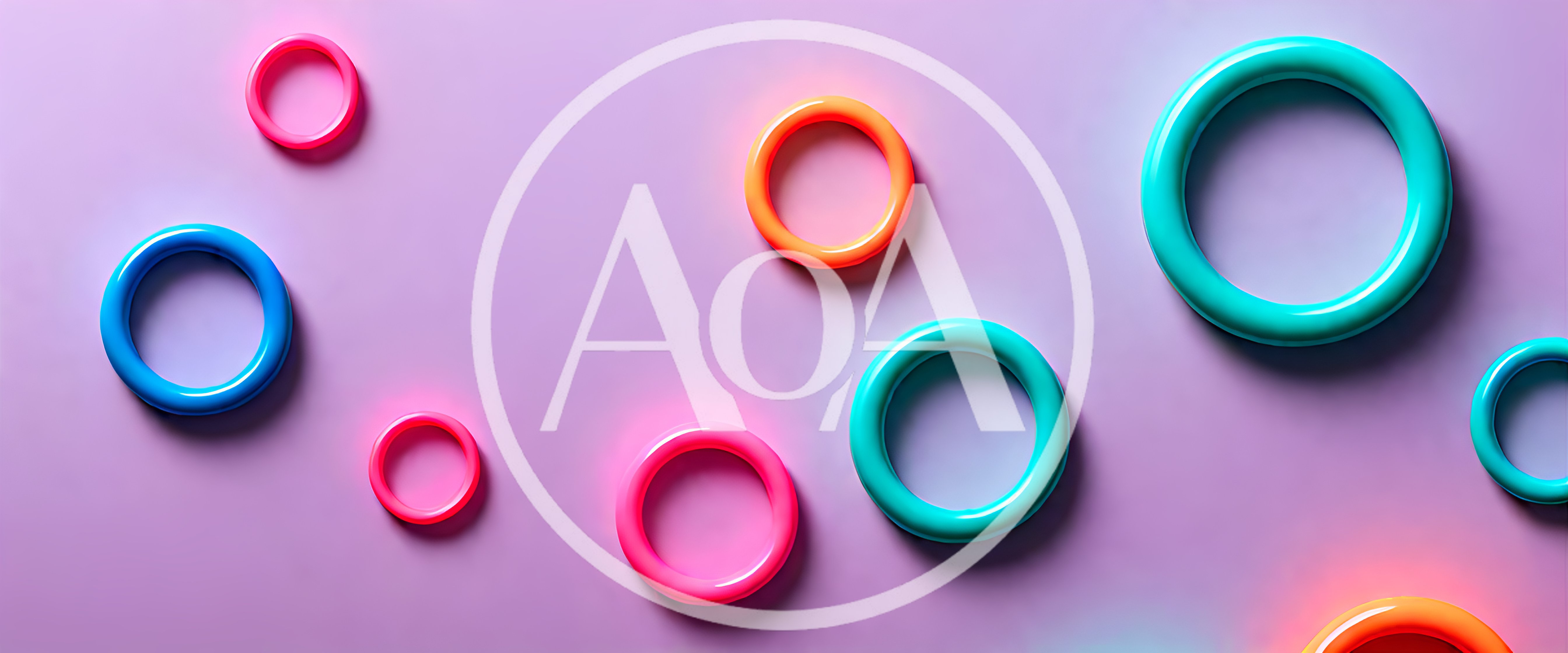 Abstract 3D Rendered Colorful Neon Rings
