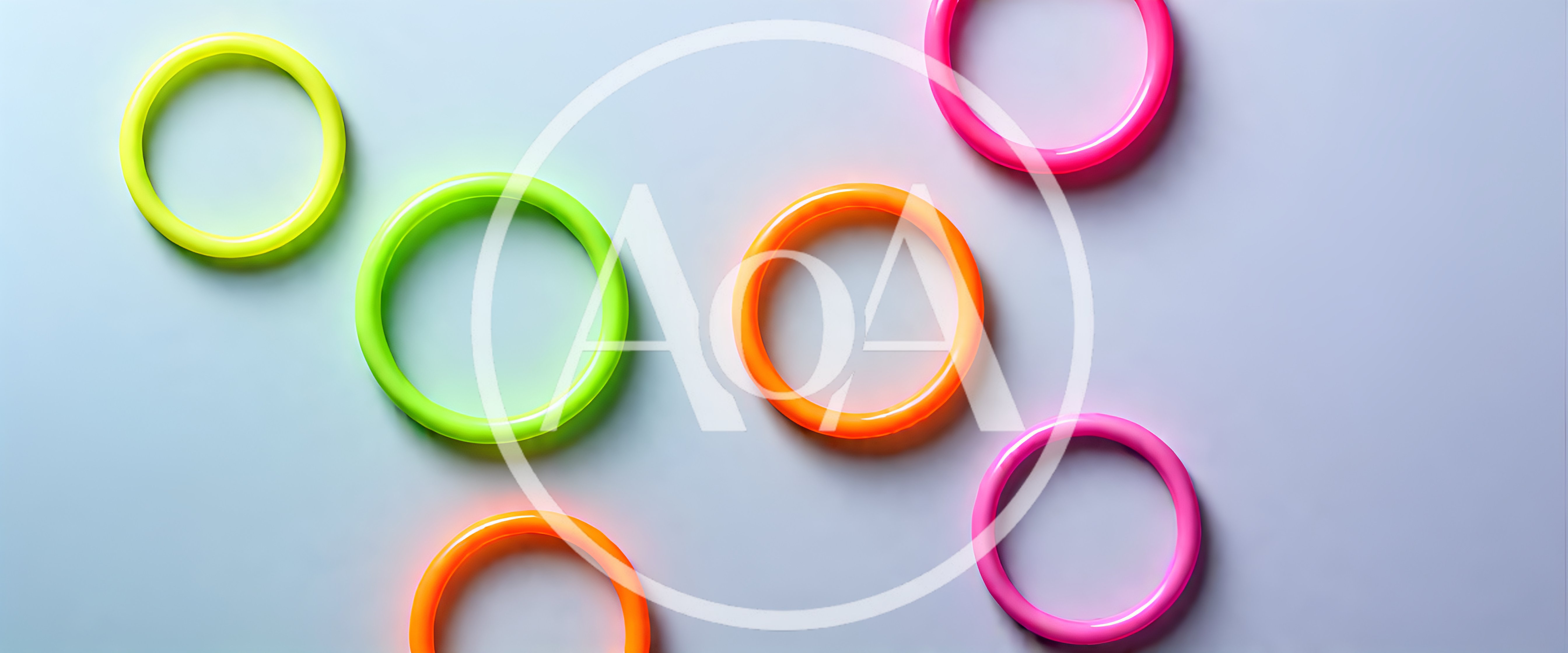 Colorful Neon Plastic Rings on Light Background
