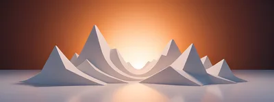 Abstract Minimalist White Mountain Peaks At Sunset