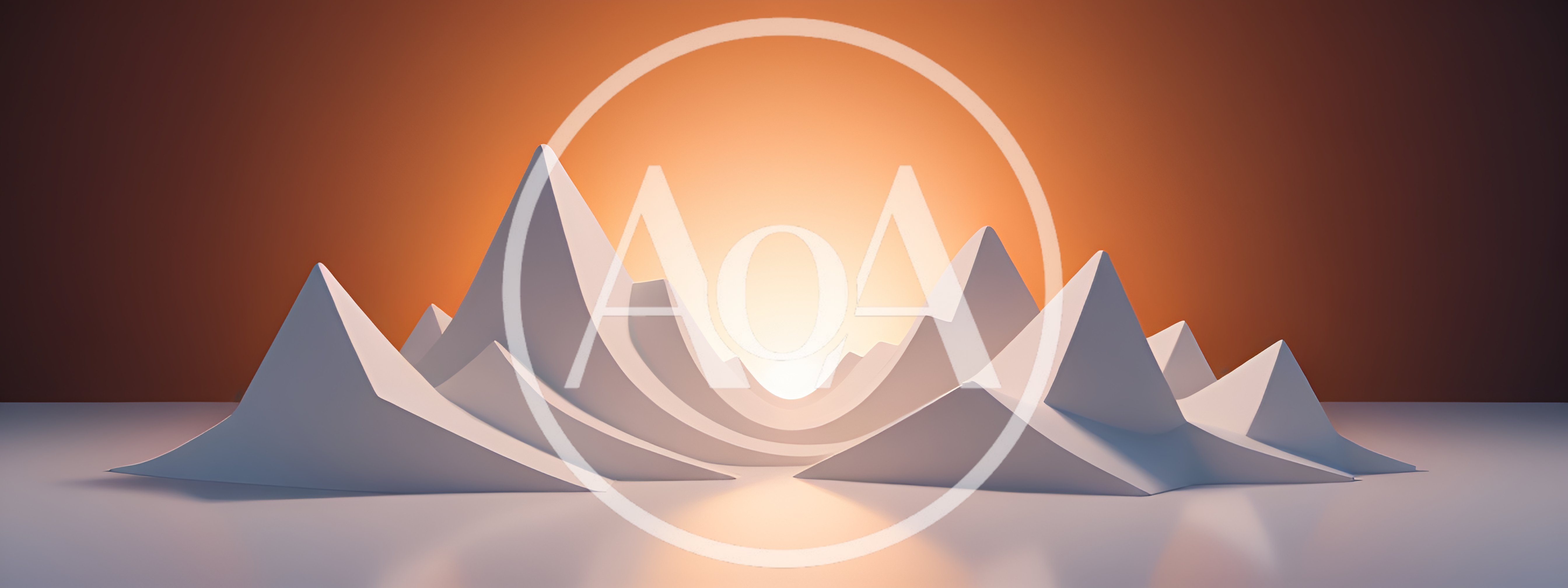 Abstract Minimalist White Mountain Peaks At Sunset